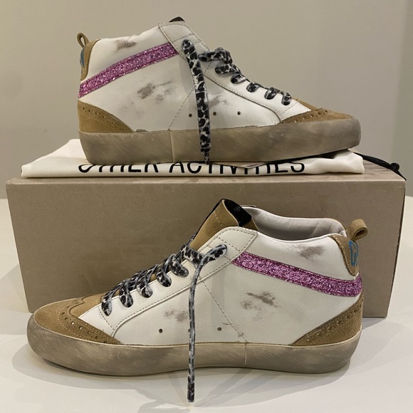 Golden Goose Mid Star White/Cappuccino/Purple NIB - Picture 4 of 11